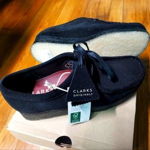 Clarks, Wallabee, Black, Suede, Size 8M, NEW